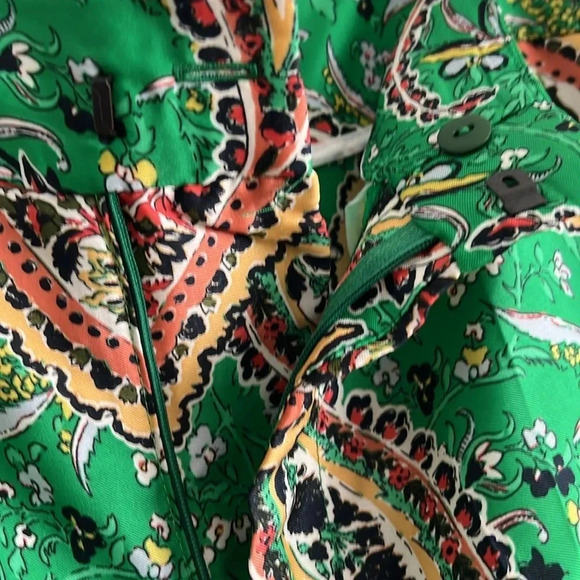 Zara High Waisted Wide Leg Bohemian Paisley Print Pants Green Multicolor Size L - Picture 8 of 13